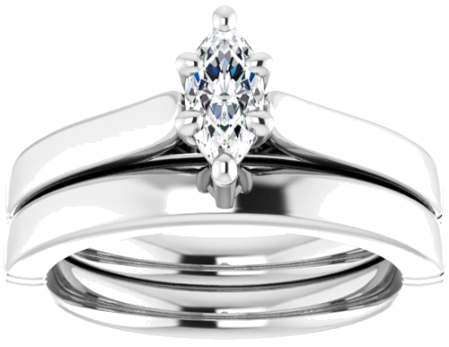 14K White  7x3.5 mm Marquise Solitaire Engagement Ring Mounting (8)
