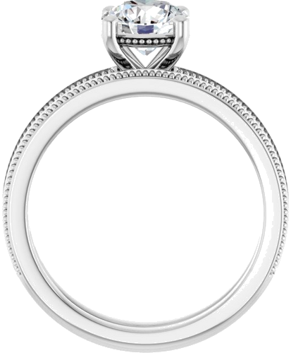 Sužadėtuvių Žiedas „Solitaire Milgrain“ 14k white gold Round 6.5mm (7)