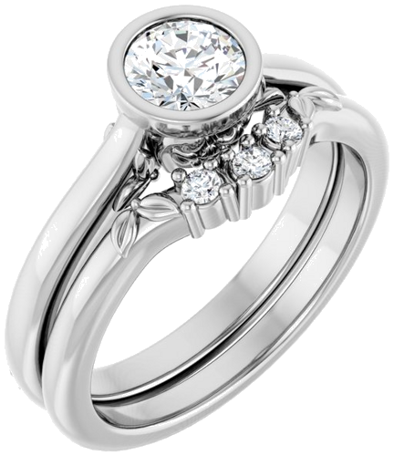 Sužadėtuvių Žiedas „Bezel-Set“ 585 Baltojo Aukso Round 5.2mm (6)