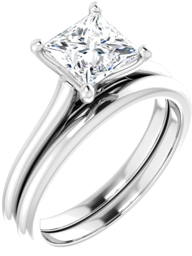 14K White 6 mm Square Solitaire Engagement Ring Mounting (6)