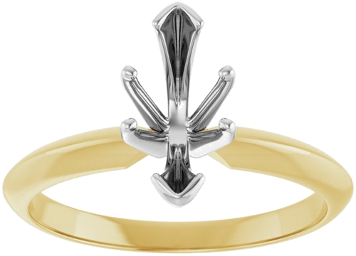 14K Yellow   White 6-Prong 10x5 mm Marquise V-End Solitaire Ring Mounting (3)