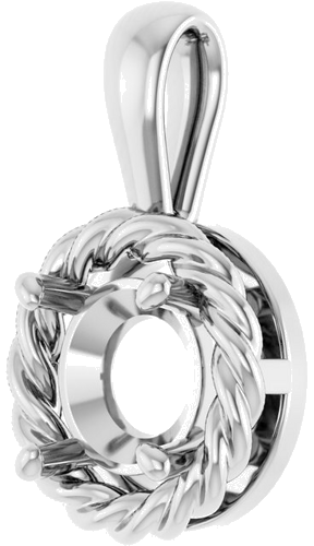 14K White  6.5 mm Round Pendant Mounting (2)