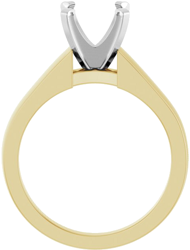 14K Yellow White 8 mm Round Solitaire Engagement Ring Mounting (2)