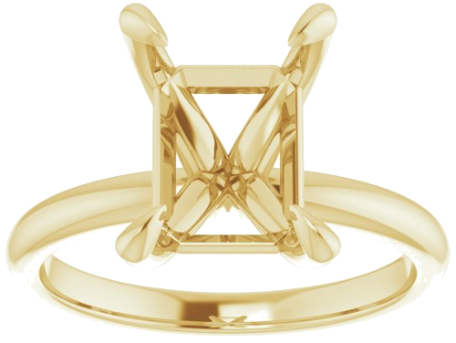 18K Yellow  10x8 mm Emerald Solitaire Engagement Ring Mounting (3)