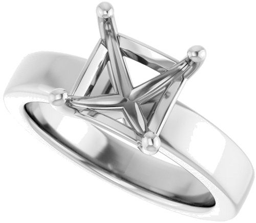 Sužadėtuvių Žiedas 10k white gold Asscher 8mm (5)
