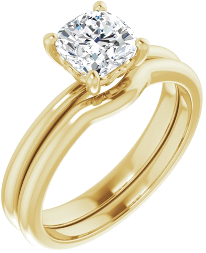 14K Yellow 6 mm Cushion Solitaire Engagement Ring Mounting (6)