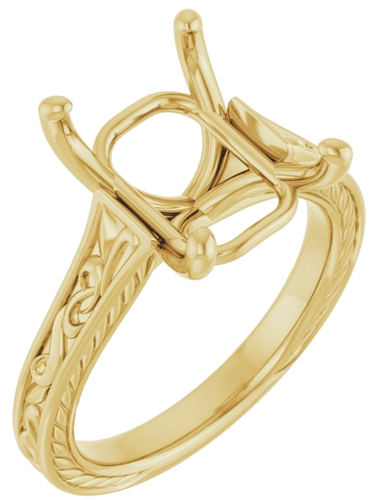 Sužadėtuvių Žiedas „Solitaire Scroll“ 14k yellow gold Emerald 11mm x 9mm (1)