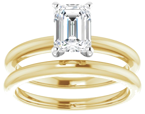 Sužadėtuvių Žiedas „Solitaire“ 585 Baltojo Ir Geltonojo Aukso Emerald 7mm x 5mm (8)