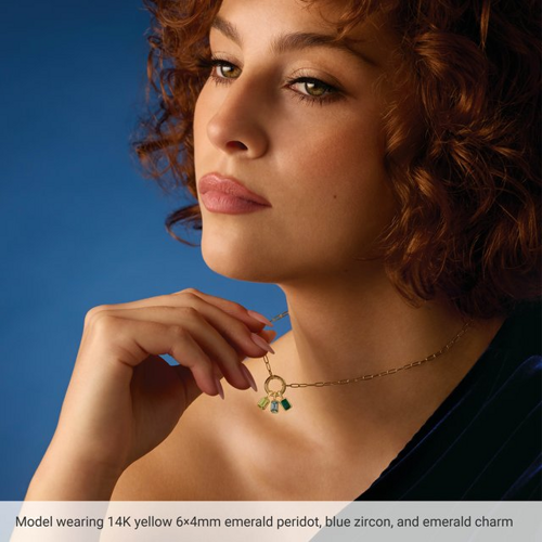 Pakabukas „Solitaire“ 10k yellow gold Emerald 9mm x 7mm (5)