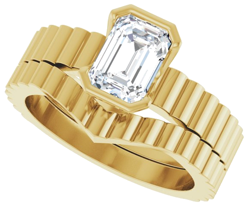 Sužadėtuvių Žiedas „Half-Bezel Solitaire“ 10k yellow gold Emerald 7mm x 5mm (10)