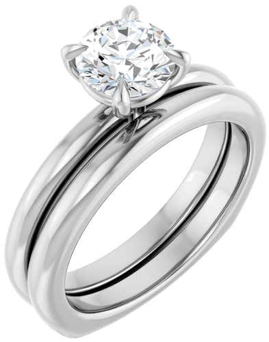 Sužadėtuvių Žiedas „Claw-Prong Euro Shank“ 14k white gold Round 6.5mm (6)