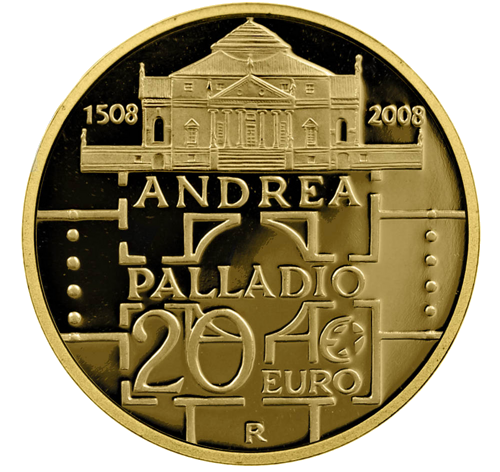 2008 Italija Andrea Palladio 20 eurų auksinė moneta (2)