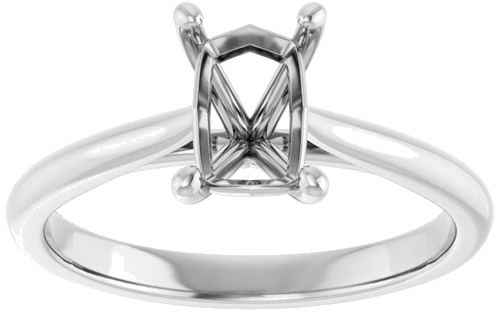 14K White 7x5 mm Emerald Solitaire Engagement Ring Mounting (3)