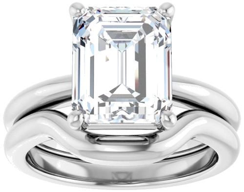 Sužadėtuvių Žiedas 10k white gold Emerald 10mm x 8mm (8)
