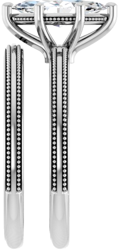 Sužadėtuvių Žiedas „Solitaire Milgrain“ 14k white gold Marquise 10mm x 5mm (9)