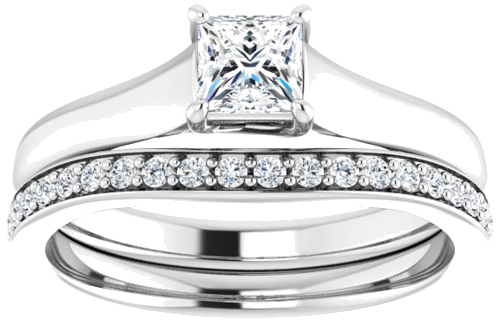 Sužadėtuvių Žiedas „Solitaire“ 585 Baltojo Aukso Square 4mm (8)