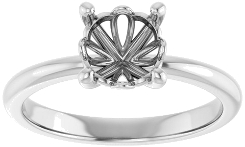 10K White 7 mm Round Solitaire Engagement Ring Mounting (3)