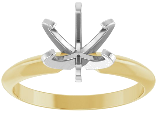 14K Yellow White 7 mm Round Engagement Ring Mounting (3)