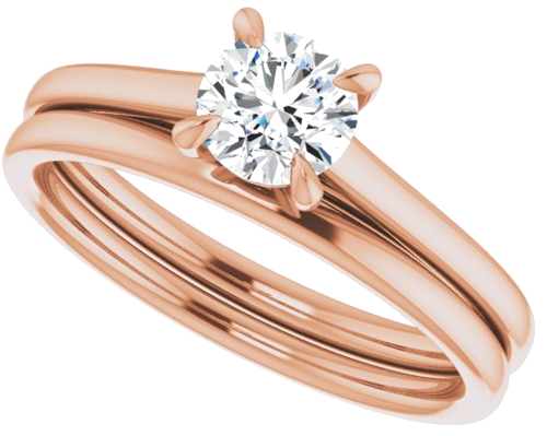 Sužadėtuvių Žiedas „Solitaire“ 585 Rožinis Aukso Round 5.2mm (10)