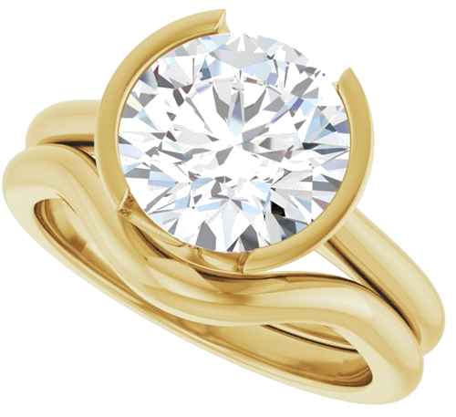 14K Yellow 9.4 mm Round Solitaire Engagement Ring Mounting (10)