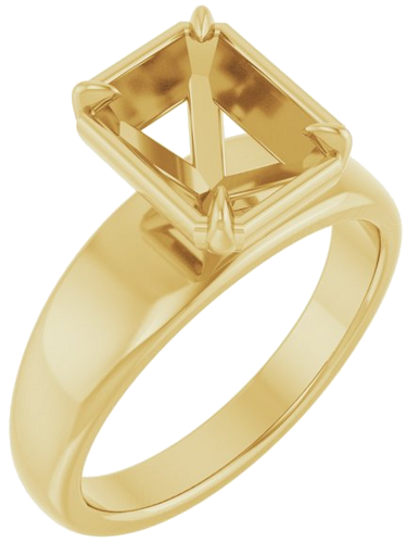 Sužadėtuvių Žiedas „Claw-Prong Solitaire Bezel-Style“ 14k yellow gold Emerald 8.5mm x 6.5mm (1)