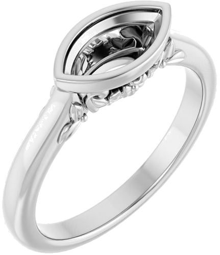 Sužadėtuvių Žiedas „Bezel-Set“ 14k white gold Marquise 9mm x 4.5mm (1)