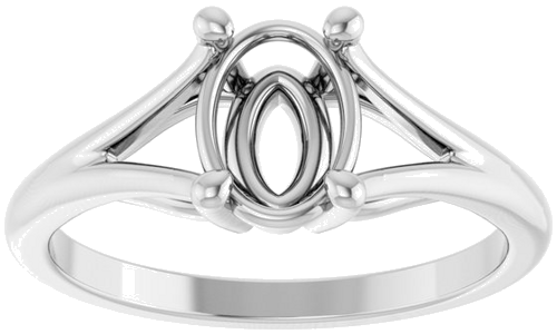 Sužadėtuvių Žiedas „Solitaire Split-Shank“ 14k white gold Oval 8mm x 6mm (3)