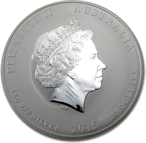 Сребърна монета от 1 кг Година на козата 2015 (Lunar II) Австралия (2)