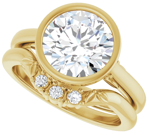 Sužadėtuvių Žiedas „Bezel-Set“ 14k yellow gold Round 9mm (10)