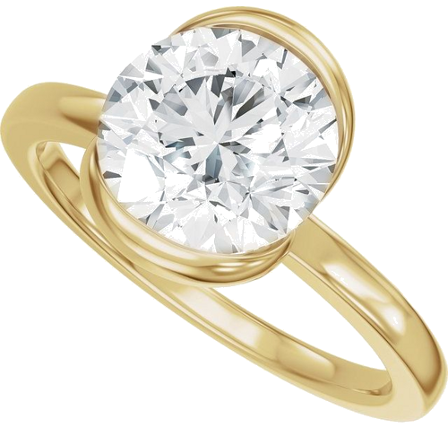 Sužadėtuvių Žiedas „Half Bezel Solitaire“ 14k yellow gold Round 8.2mm (5)