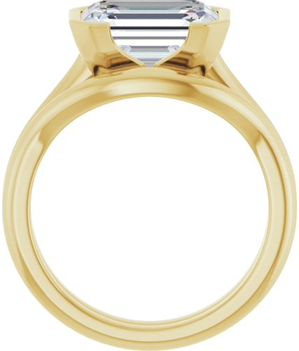 Sužadėtuvių Žiedas „Half-Bezel Solitaire“ 14k yellow gold Emerald 10mm x 8mm (7)