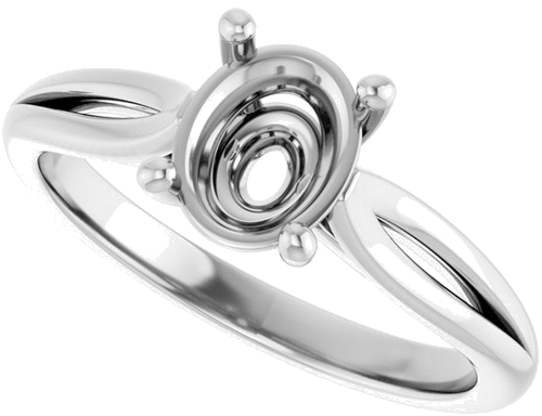 Sužadėtuvių Žiedas „Solitaire“ 14k white gold Oval 8mm x 6mm (5)