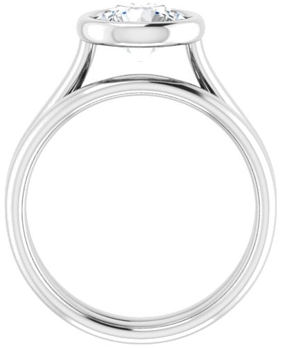 Sužadėtuvių Žiedas „Bezel-Set Solitaire“ 585 Baltojo Aukso Round 7.4mm (7)