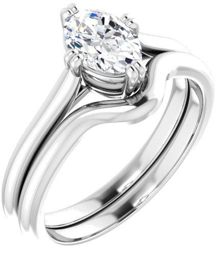 18K White 7x5 mm Oval Solitaire Engagement Ring Mounting (6)