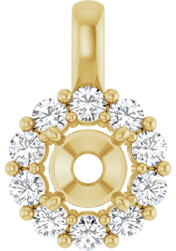 Pakabukas „Halo-Style“ 14k yellow gold Round 5.2mm (1)