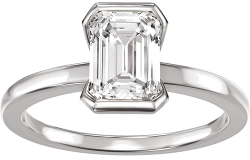 Sužadėtuvių Žiedas „Half Bezel Solitaire“ 14k white gold Emerald 7mm x 5mm (3)