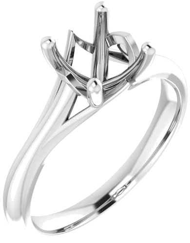 14K White 7.4 mm Round Solitaire Engagement Ring Mounting (1)