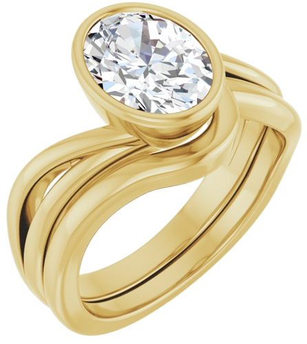 Sužadėtuvių Žiedas „Bezel-Set“ 14k yellow gold Oval 9mm x 7mm (6)