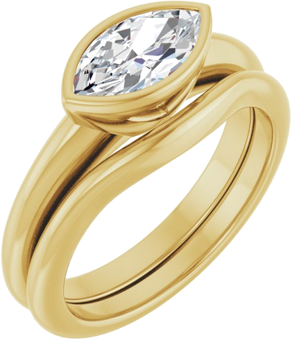 Sužadėtuvių Žiedas „Bezel-Set Solitaire“ 10k yellow gold Marquise 9.5mm x 5mm (6)