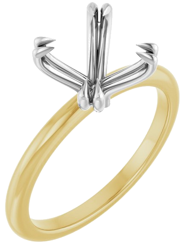 Sužadėtuvių Žiedas „Double Claw-Prong“ 14k yellow/white gold Square 7mm (1)