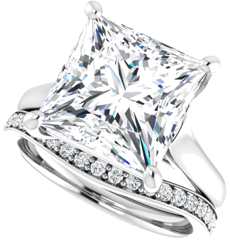 14K White 10 mm Square Solitaire Engagement Ring Mounting (10)