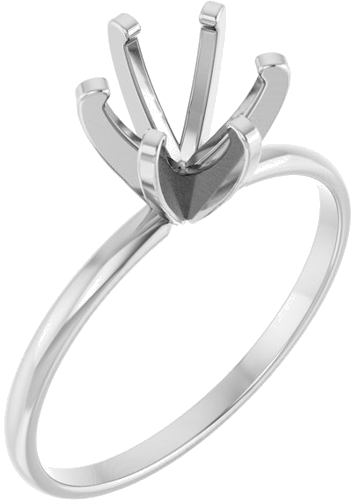 14K White 6.5 mm Round Solitaire Engagement Ring Mounting (1)