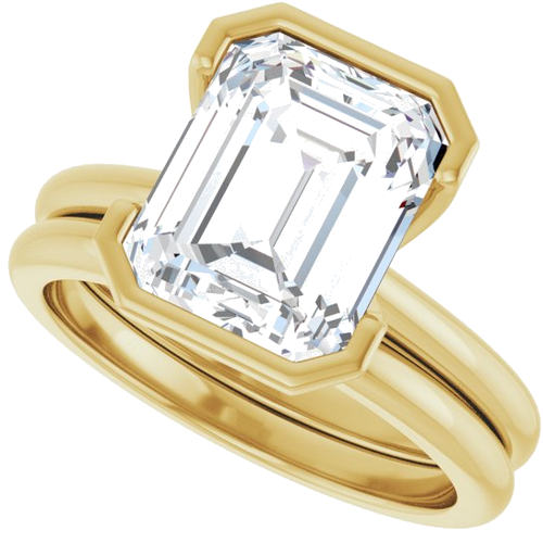 Sužadėtuvių Žiedas „Half-Bezel“ 14k yellow gold Emerald 10mm x 8mm (10)