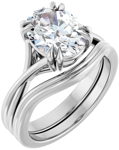 Sužadėtuvių Žiedas „Double Claw-Prong Solitaire Criss-Cross“ 14k white gold Oval 10mm x 8mm (6)
