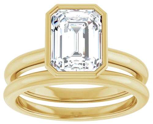 Sužadėtuvių Žiedas „Bezel-Set Solitaire“ 10k yellow gold Emerald 8.5mm x 6.5mm (8)