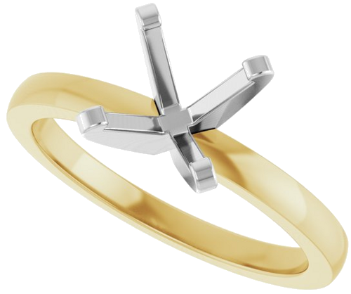 14K Yellow White 7.3-7.7 mm Round Solitaire Engagement Ring Mounting (5)