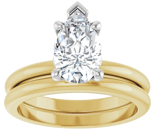Sužadėtuvių Žiedas „Solitaire“ 14k yellow/white gold Pear 10mm x 6mm (8)