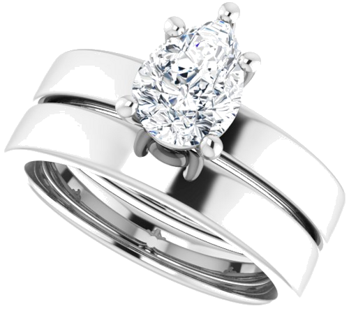 Sužadėtuvių Žiedas „Solitaire“ 14k white gold Pear 8mm x 6mm (10)