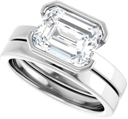 Sužadėtuvių Žiedas „Half-Bezel Solitaire“ 950 Platinos Emerald 9mm x 7mm (10)