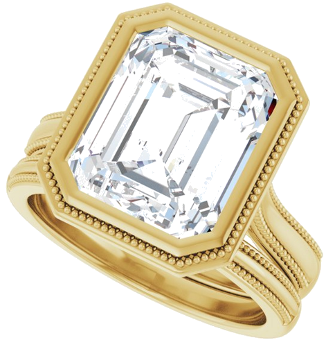 Sužadėtuvių Žiedas „Bezel-Set Solitaire“ 10k yellow gold Emerald 11mm x 9mm (10)